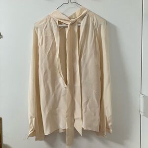 Temperley London Cream Tie-Neck Blouse